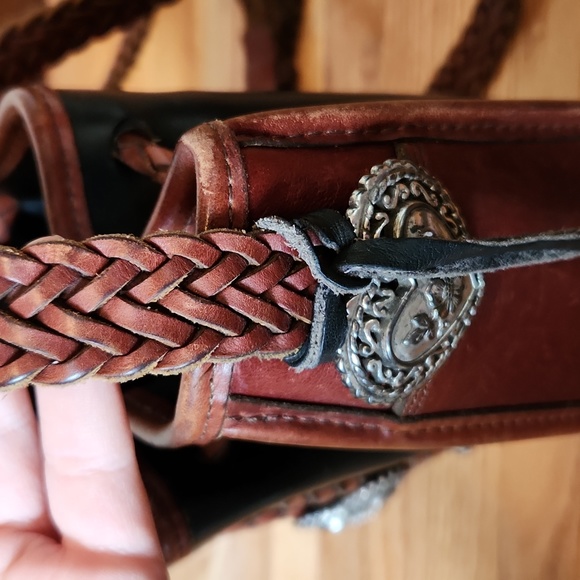 Vtg Brighton leather drawstring bucket bag - Picture 6 of 8